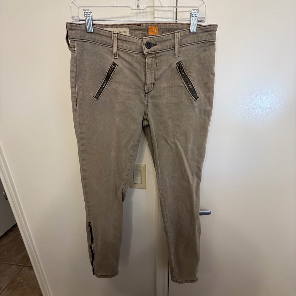 Pilcro Serif Moto Zipper Jeans Green Gray Color Size 29 Anthropologie